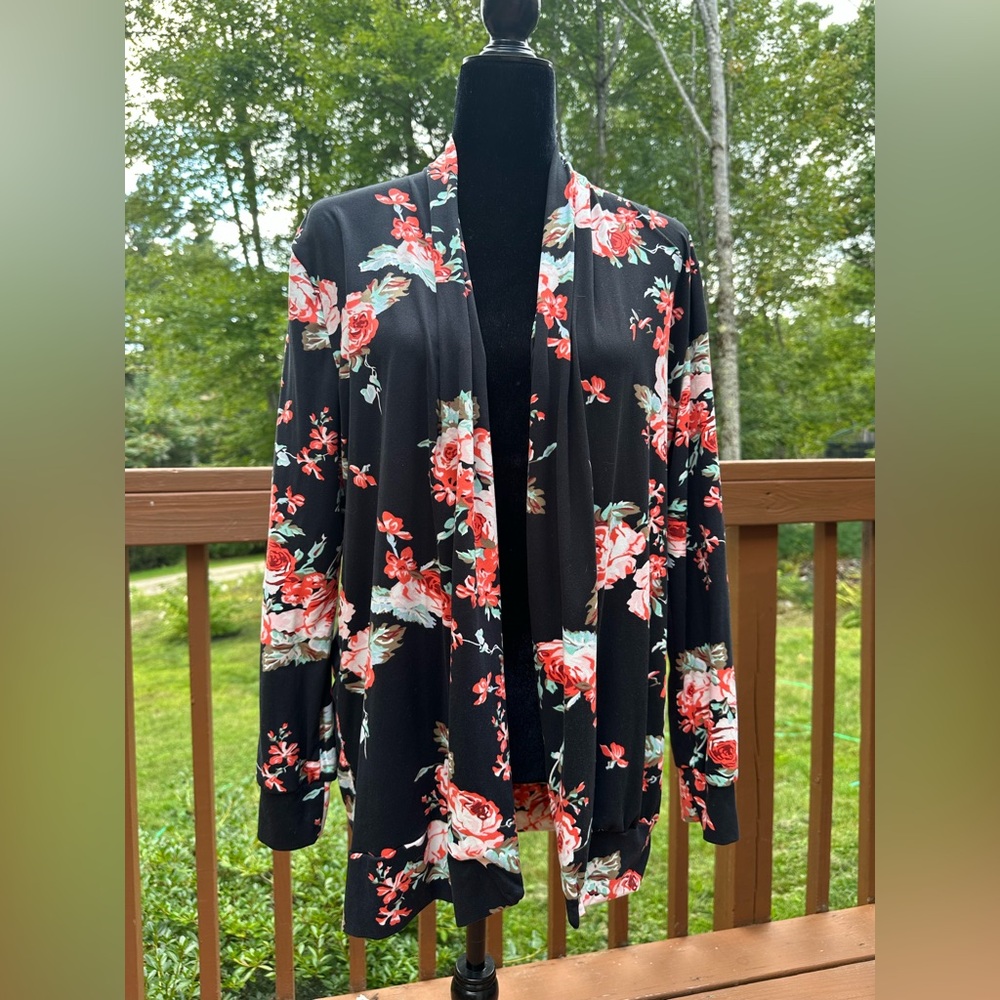 Overmal Floral Black Cardigan